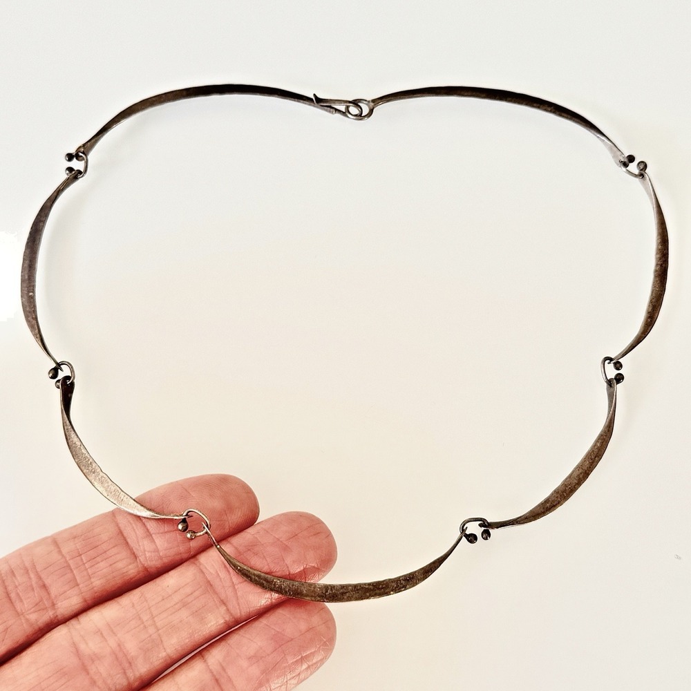 VTG Navajo Handmade Necklace Choker Sterling 15in Signed KF 60s‎ Link Chain